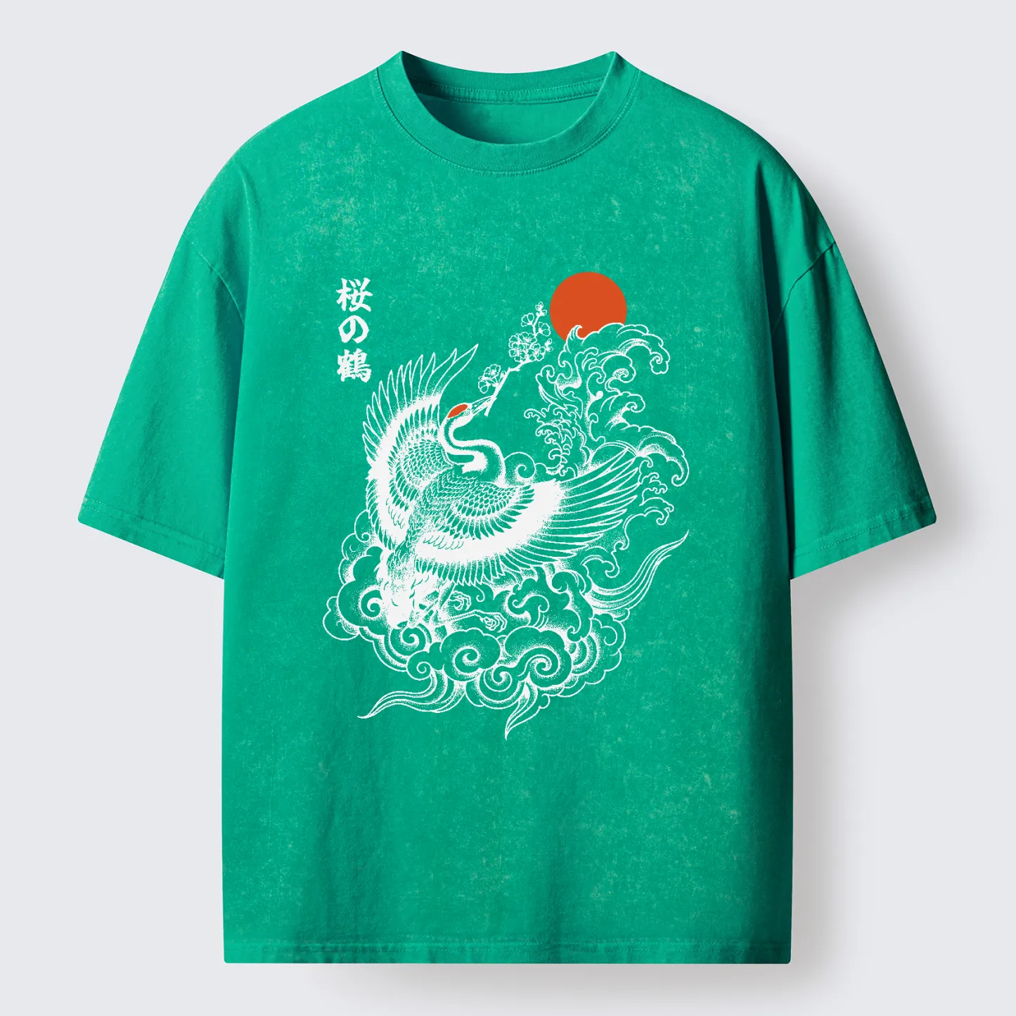 Tokyo-Tiger Sakura Crane In Flight Washed T-Shirt