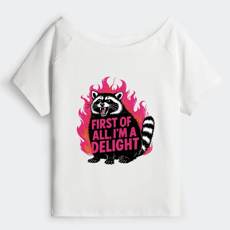 Tokyo-Tiger Angry Raccoon Funny Off Shoulder T-Shirt Sale