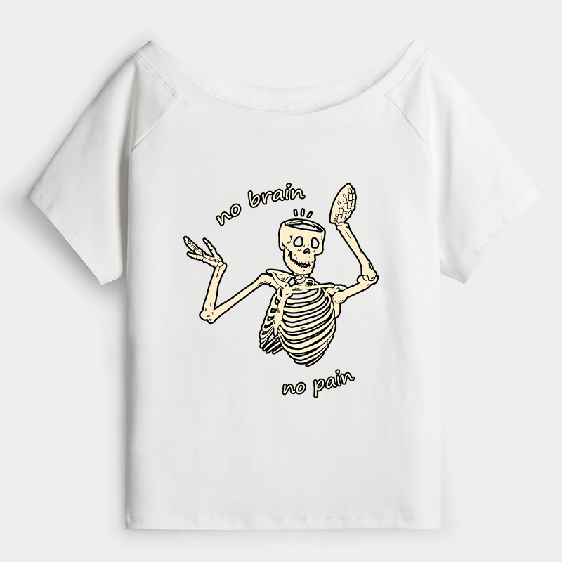 Tokyo-Tiger Skeletons Feel No Pain Off Shoulder T-Shirt