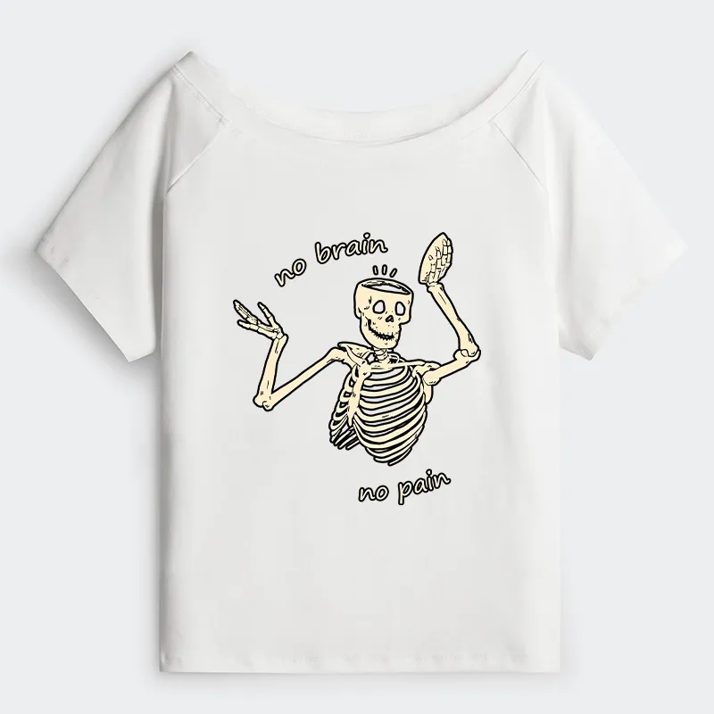 Tokyo-Tiger Skeletons Feel No Pain Off Shoulder T-Shirt