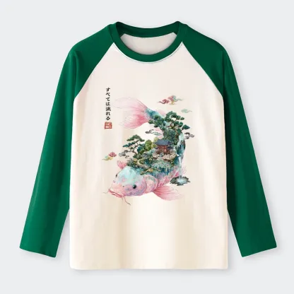 Tokyo-Tiger Journey Of The Flowing Koi Raglan Long Sleeve T-shirt
