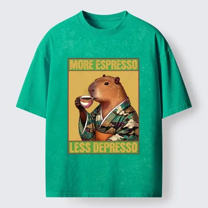 Tokyo-Tiger Capybara Coffee Break Washed T-Shirt