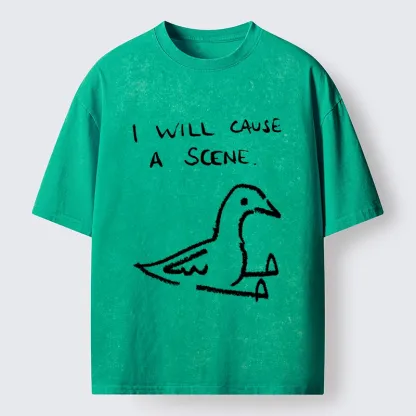 Tokyo-Tiger Pigeon Cause Trouble Meme Washed T-Shirt