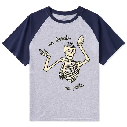 Tokyo-Tiger Skeletons Feel No Pain Raglan T-shirt