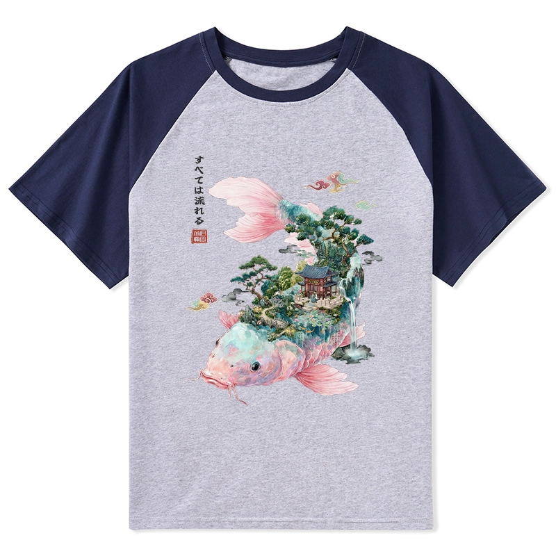 Tokyo-Tiger Journey Of The Flowing Koi Raglan T-shirt Sale