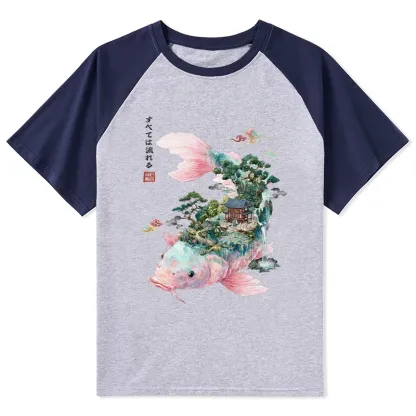 Tokyo-Tiger Journey Of The Flowing Koi Raglan T-shirt