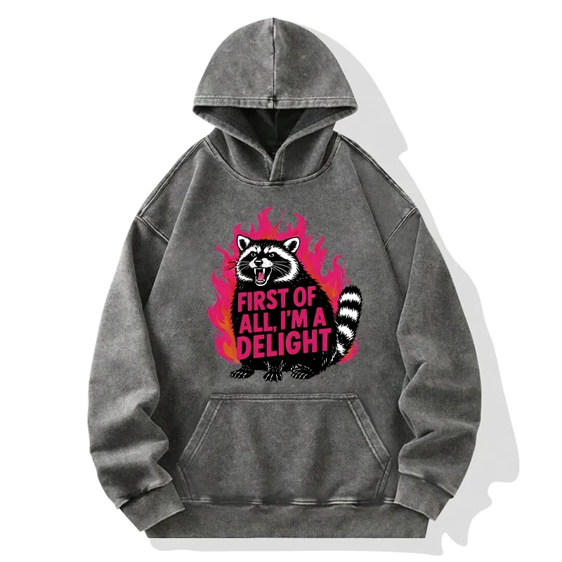 Tokyo-Tiger Angry Raccoon Funny Cat Washed Hoodie