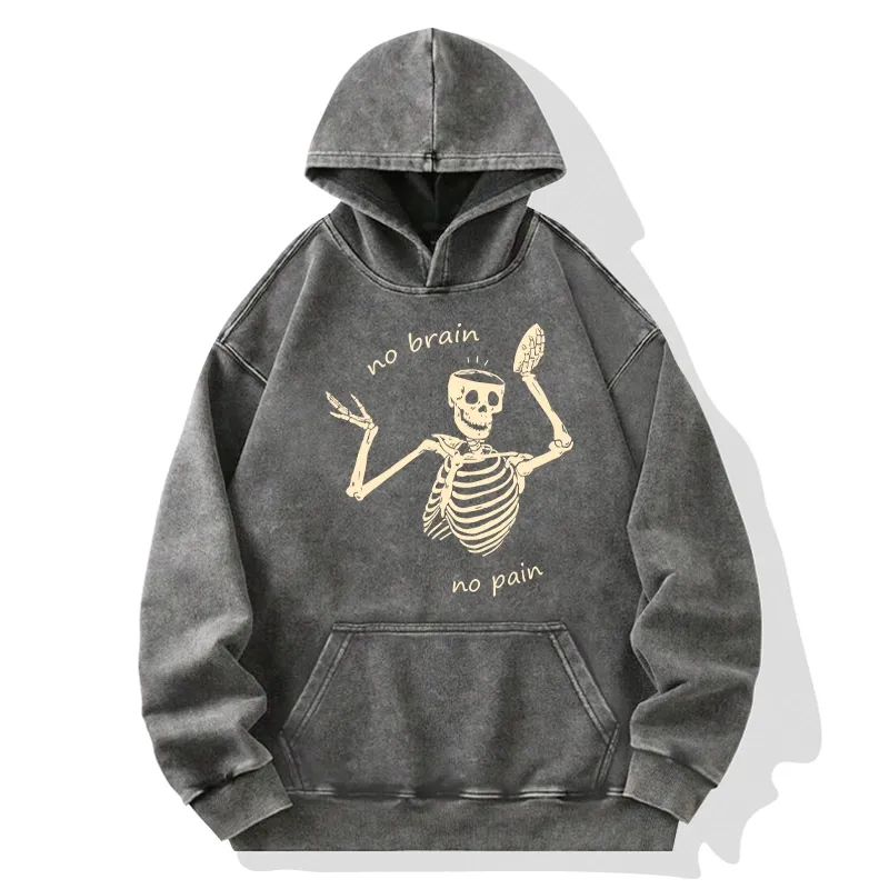 Tokyo-Tiger Skeletons Feel No Pain Washed Hoodie