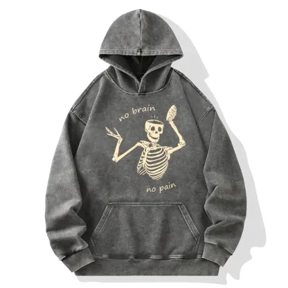 Tokyo-Tiger Skeletons Feel No Pain Washed Hoodie