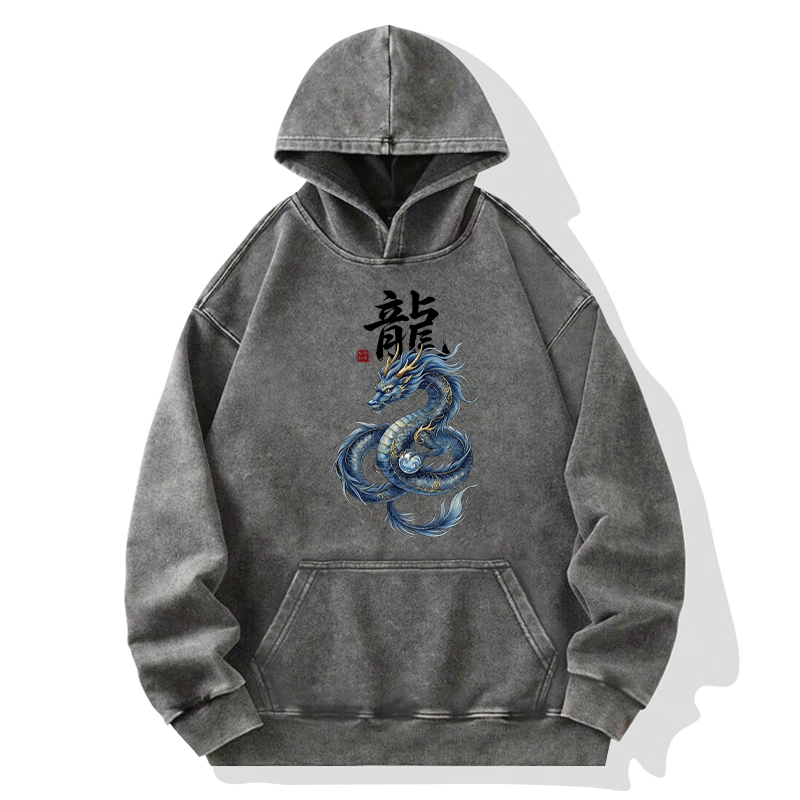 Tokyo-Tiger Mythic Blue Dragon Washed Hoodie