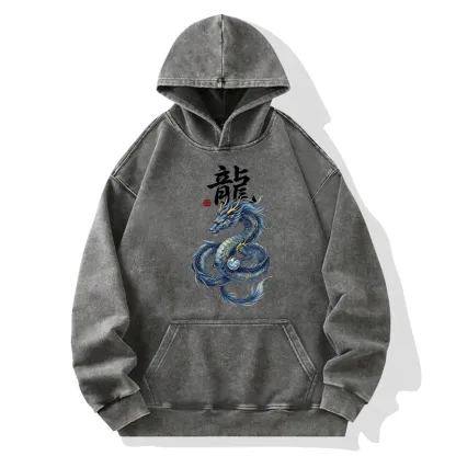 Tokyo-Tiger Mythic Blue Dragon Washed Hoodie
