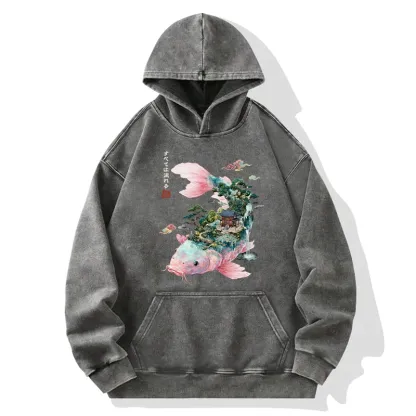 Tokyo-Tiger Journey Of The Flowing Koi Washed Hoodie