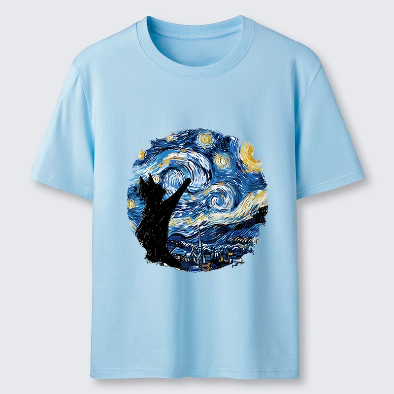 Tokyo-Tiger Starry Night Black Cat Classic T-Shirt