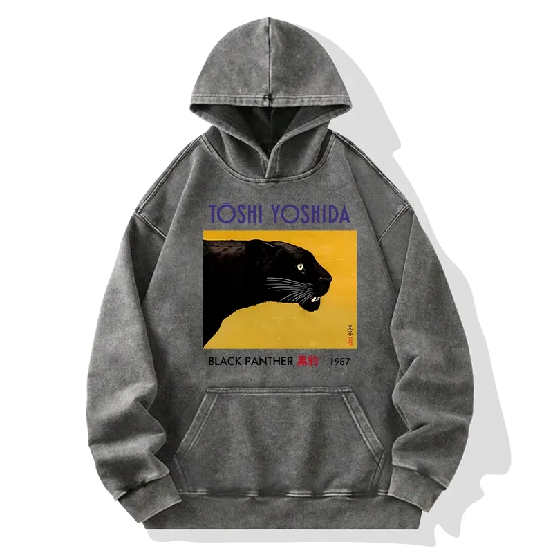 Tokyo-Tiger Black Panther Washed Hoodie