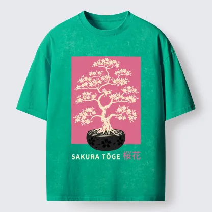 Tokyo-Tiger Sakura Bonsai Washed T-Shirt