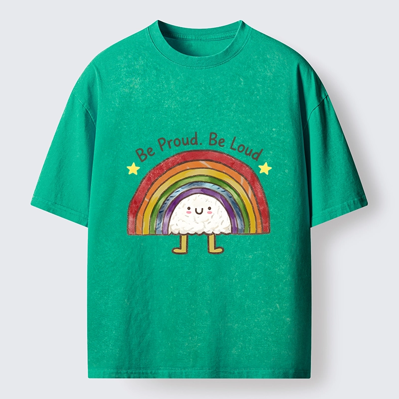 Tokyo-Tiger Rainbow Rice Ball Pride Art Washed T-Shirt