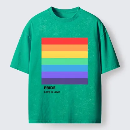 Tokyo-Tiger Pride Month Rainbow Flag Art Washed T-Shirt