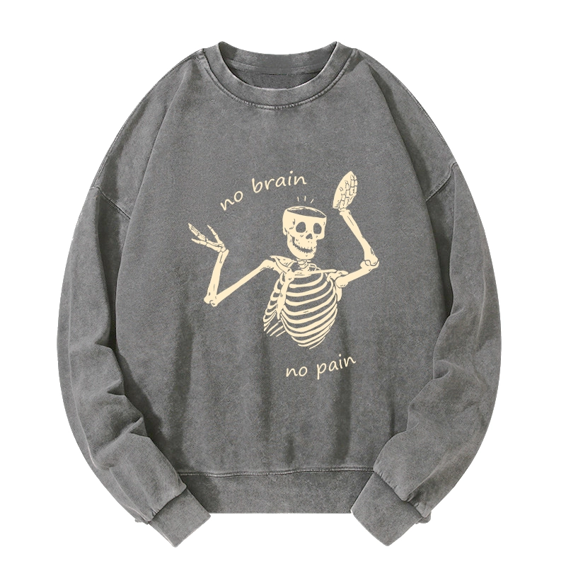 Tokyo-Tiger Skeletons Feel No Pain Washed Sweatshirt