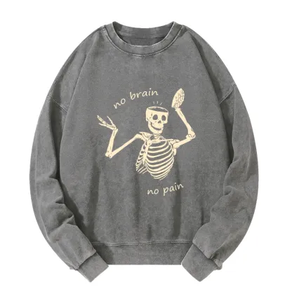Tokyo-Tiger Skeletons Feel No Pain Washed Sweatshirt