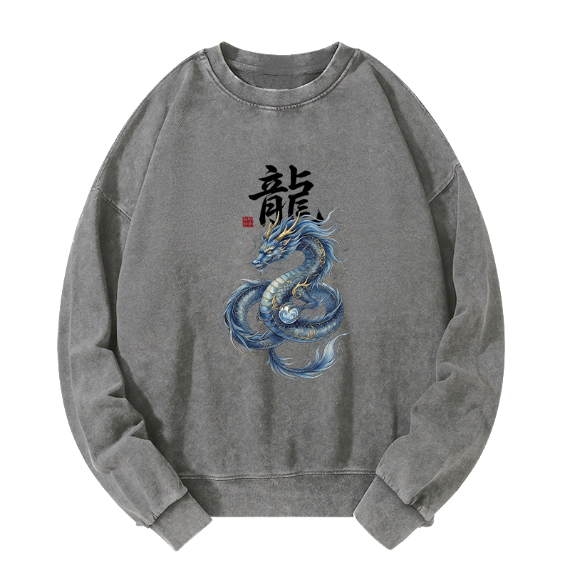 Tokyo-Tiger Mythic Blue Dragon Washed Sweatshirt