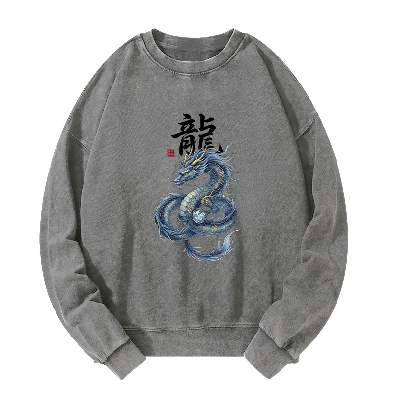 Tokyo-Tiger Mythic Blue Dragon Washed Sweatshirt