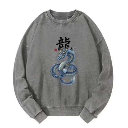 Tokyo-Tiger Mythic Blue Dragon Washed Sweatshirt