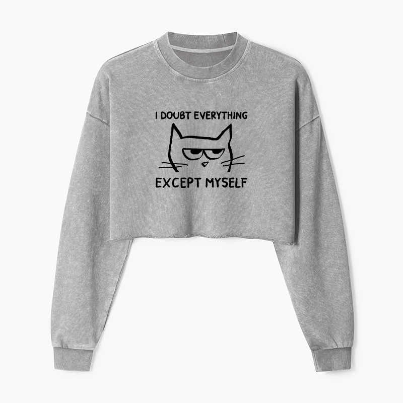Tokyo-Tiger Confident Kitten Washed Crop Sweatshirt