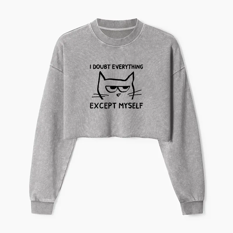 Tokyo-Tiger Confident Kitten Washed Crop Sweatshirt