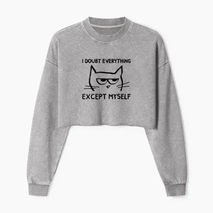 Tokyo-Tiger Confident Kitten Washed Crop Sweatshirt