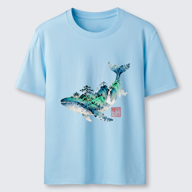 Tokyo-Tiger Whale Ink Painting Landscape Classic T-Shirt