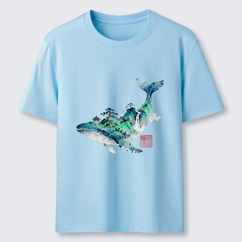 Tokyo-Tiger Whale Ink Painting Landscape Classic T-Shirt