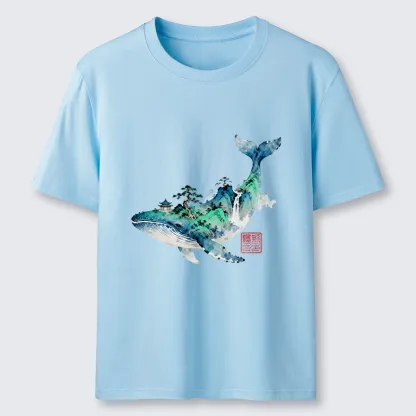 Tokyo-Tiger Whale Ink Painting Landscape Classic T-Shirt