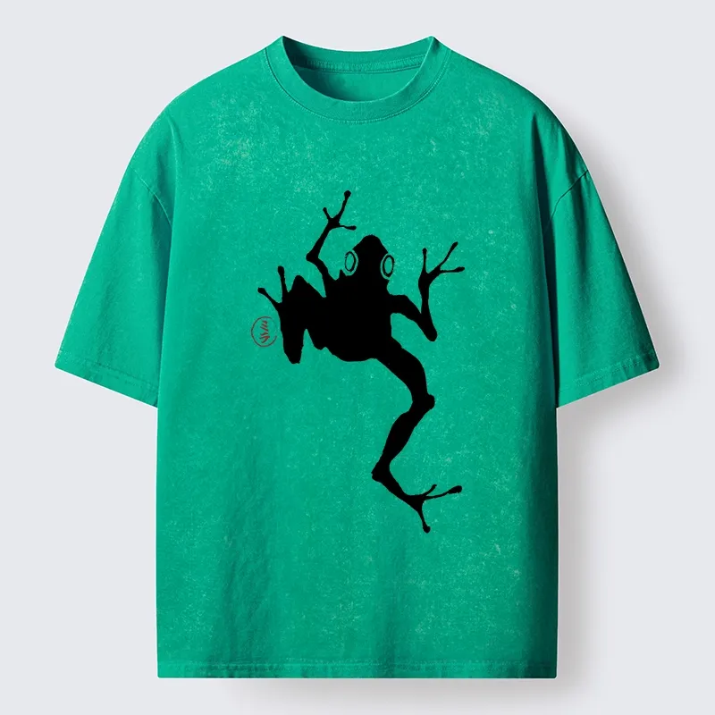 Tokyo-Tiger Japanese Frog Ink Wash Washed T-Shirt