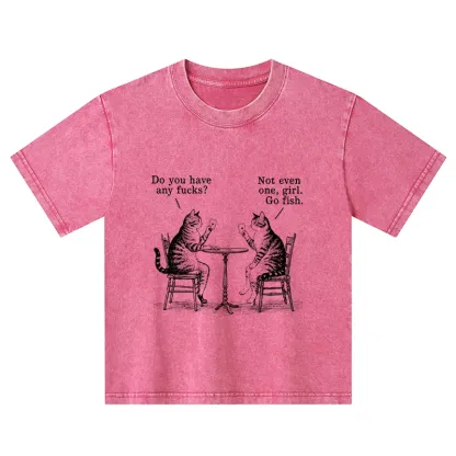 Tokyo-Tiger Cat Poker Night Kids Washed T-Shirt