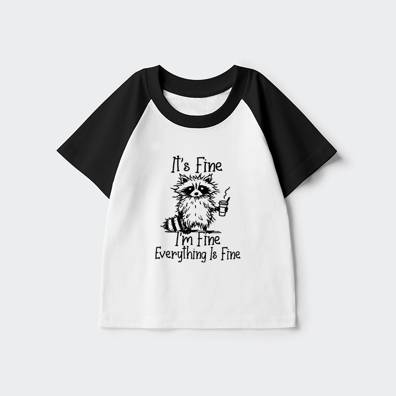 Tokyo-Tiger Raccoon Fine Meme Kids Raglan T-shirt