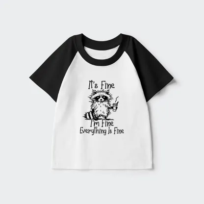 Tokyo-Tiger Raccoon Fine Meme Kids Raglan T-shirt