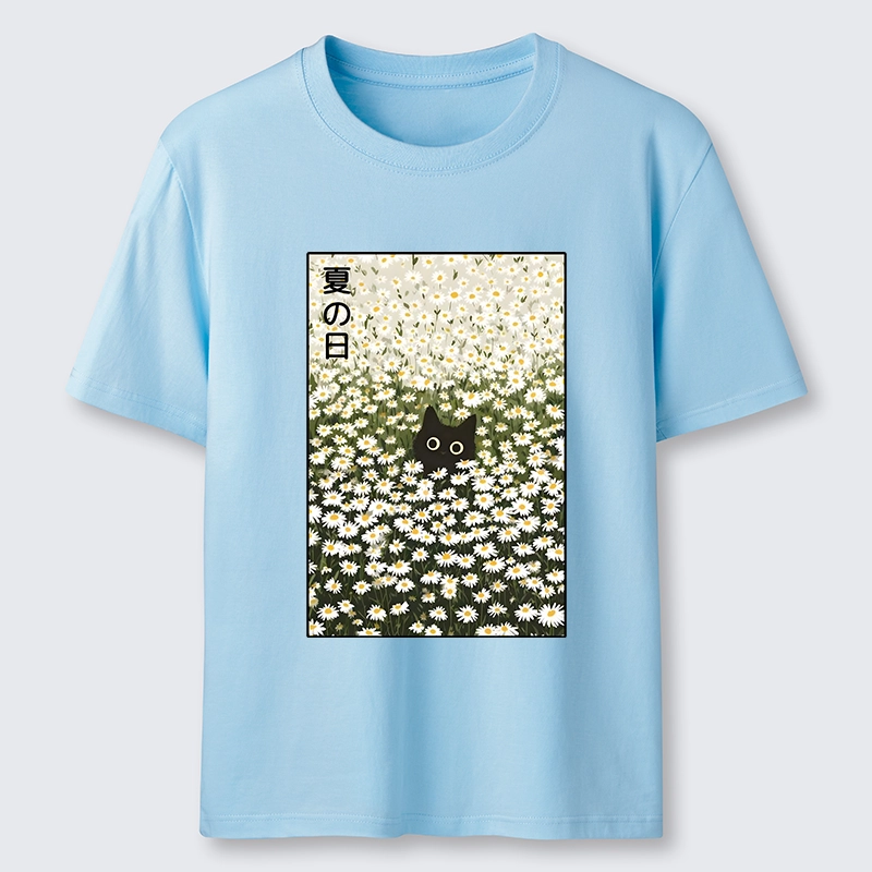 Tokyo-Tiger Summer Day Daisies Black Cat Classic T-Shirt