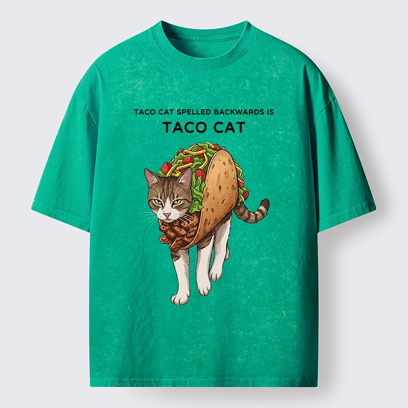 Tokyo-Tiger Cat In A Taco Shell Washed T-Shirt