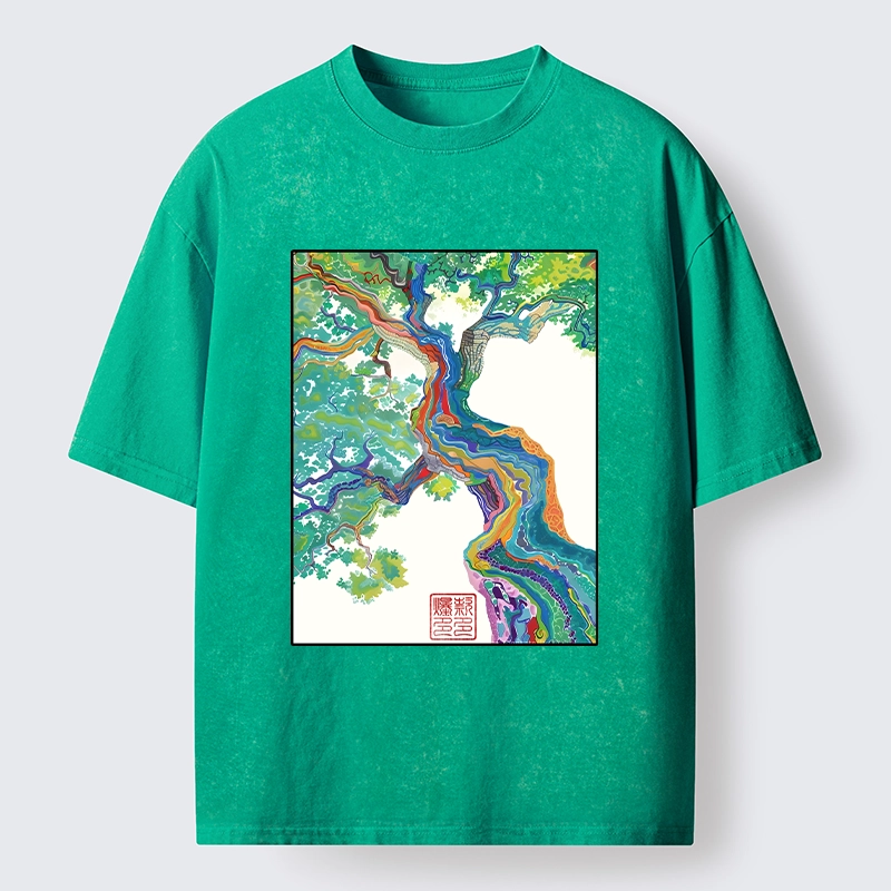 Tokyo-Tiger Colorful Magic Tree Washed T-Shirt