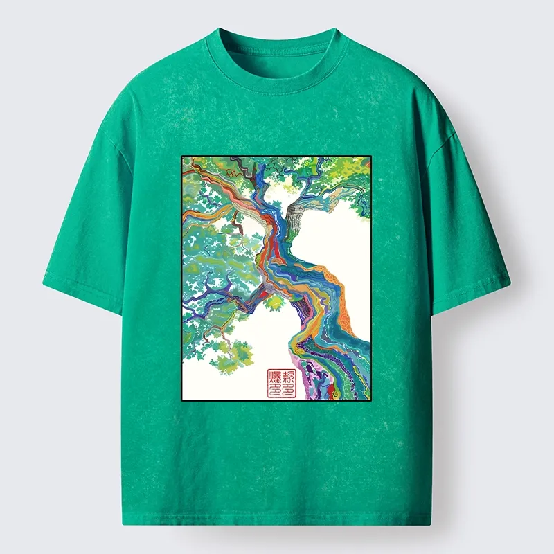 Tokyo-Tiger Colorful Magic Tree Washed T-Shirt