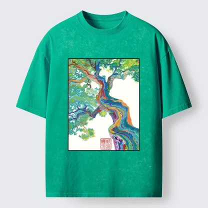 Tokyo-Tiger Colorful Magic Tree Washed T-Shirt