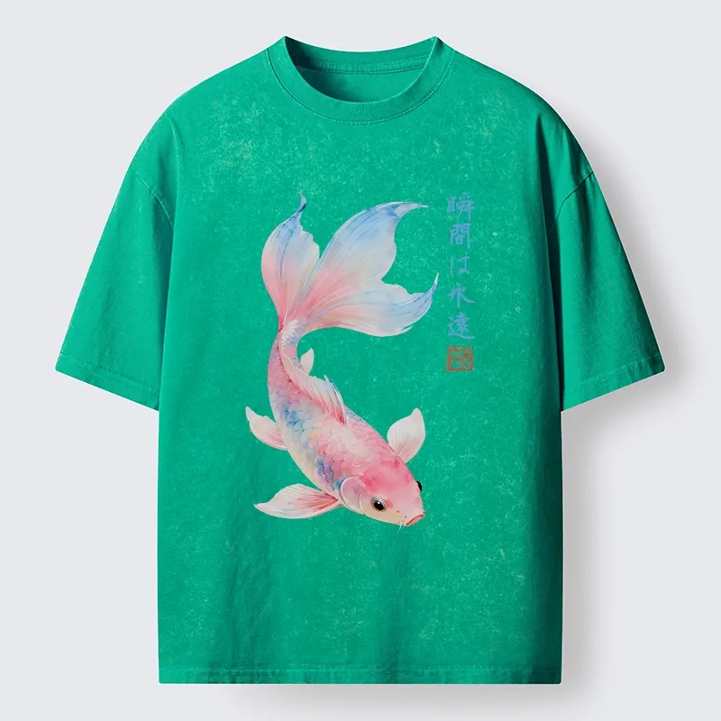 Tokyo-Tiger Koi Fish Dreamy Hues Washed T-Shirt