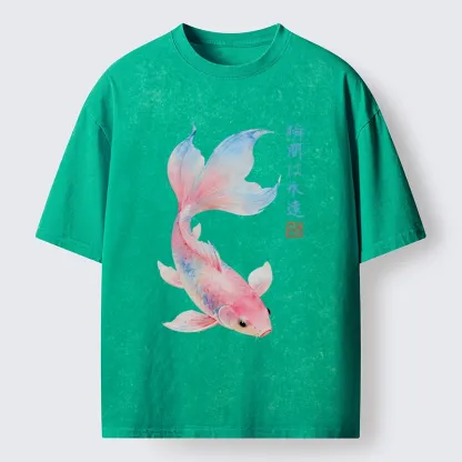 Tokyo-Tiger Koi Fish Dreamy Hues Washed T-Shirt