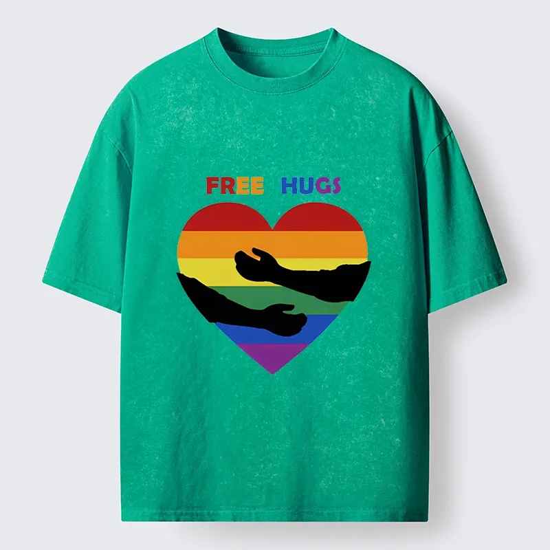 Tokyo-Tiger Spread Love With Free Hugs Washed T-Shirt