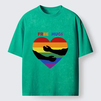 Tokyo-Tiger Spread Love With Free Hugs Washed T-Shirt