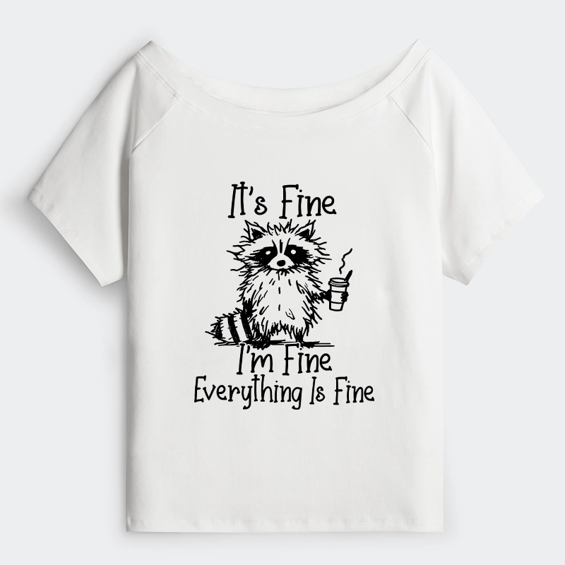 Tokyo-Tiger Raccoon Fine Meme Off Shoulder T-Shirt