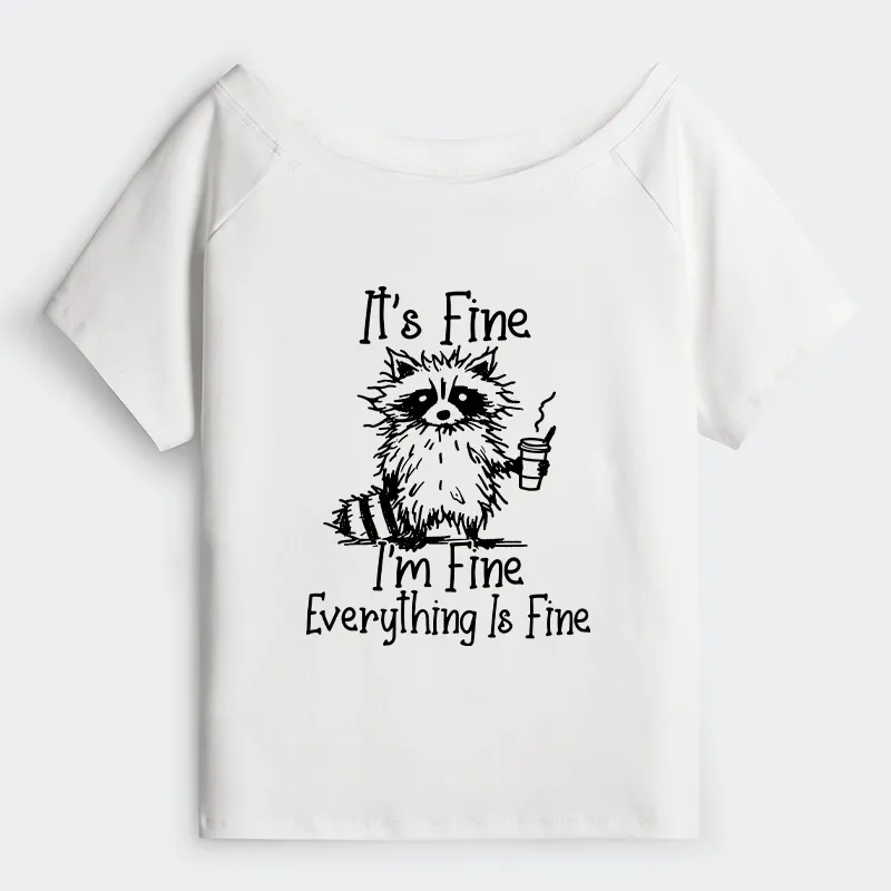 Tokyo-Tiger Raccoon Fine Meme Off Shoulder T-Shirt Sale