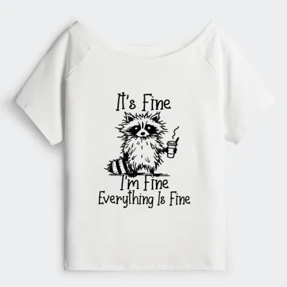 Tokyo-Tiger Raccoon Fine Meme Off Shoulder T-Shirt