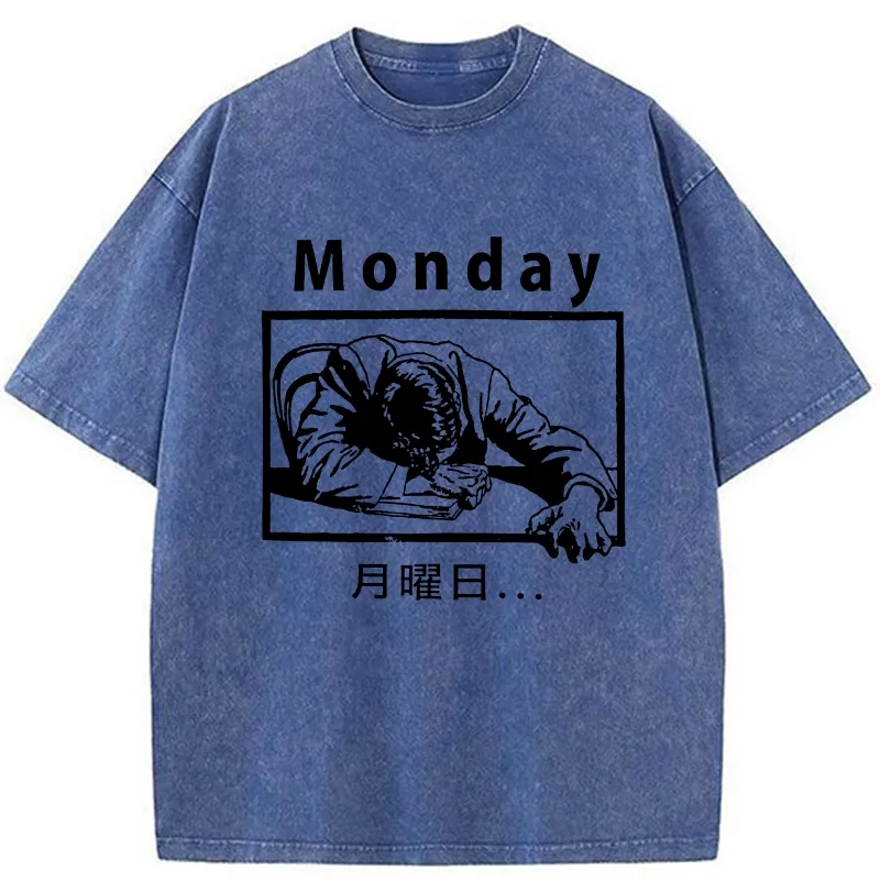 Tokyo-Tiger Painful Monday Funny Washed T-Shirt