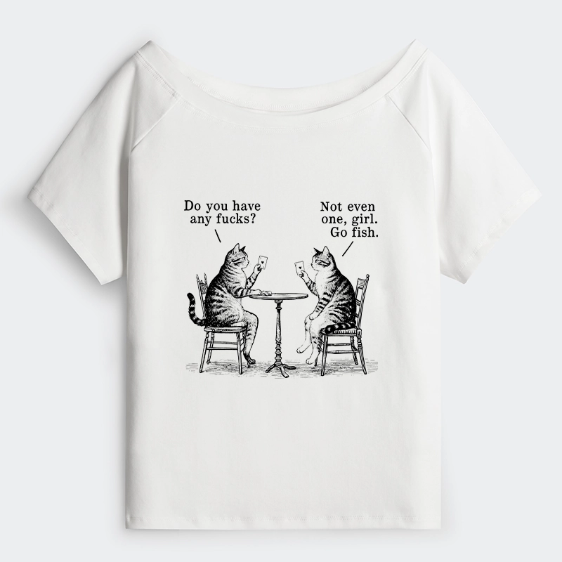 Tokyo-Tiger Cat Poker Night Off Shoulder T-Shirt